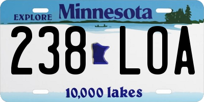 MN license plate 238LOA
