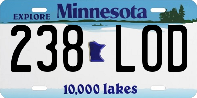 MN license plate 238LOD