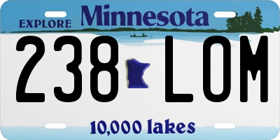 MN license plate 238LOM