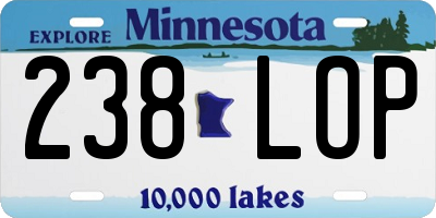 MN license plate 238LOP