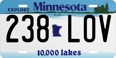 MN license plate 238LOV