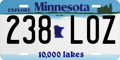 MN license plate 238LOZ