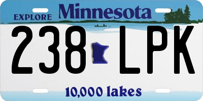 MN license plate 238LPK