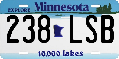 MN license plate 238LSB