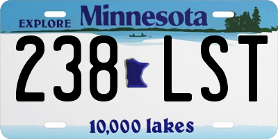MN license plate 238LST