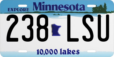 MN license plate 238LSU