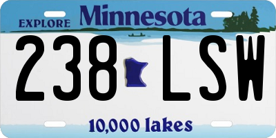 MN license plate 238LSW