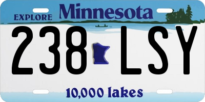 MN license plate 238LSY