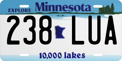 MN license plate 238LUA