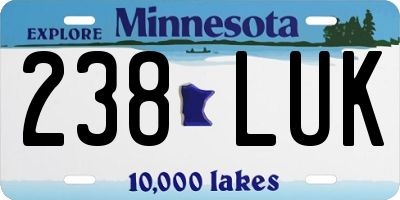 MN license plate 238LUK