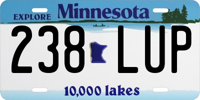 MN license plate 238LUP