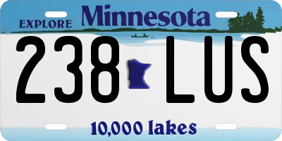 MN license plate 238LUS