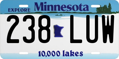 MN license plate 238LUW