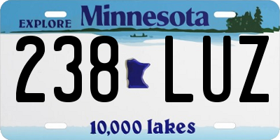 MN license plate 238LUZ