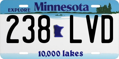 MN license plate 238LVD
