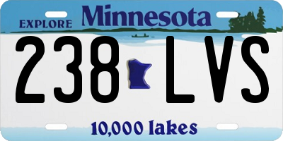 MN license plate 238LVS