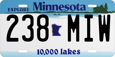 MN license plate 238MIW