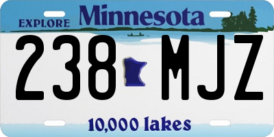 MN license plate 238MJZ