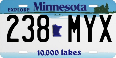 MN license plate 238MYX