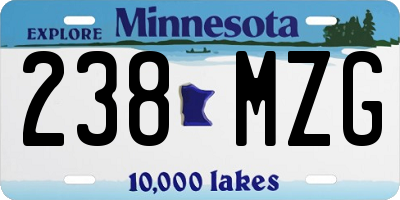MN license plate 238MZG
