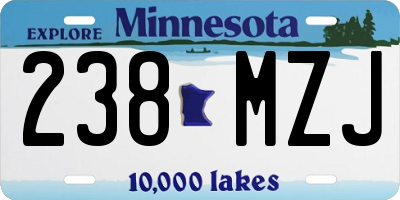 MN license plate 238MZJ