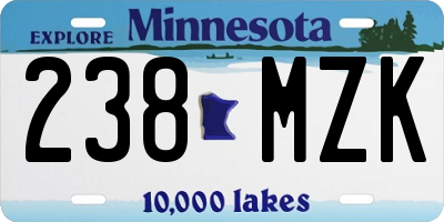 MN license plate 238MZK