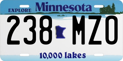 MN license plate 238MZO