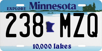 MN license plate 238MZQ