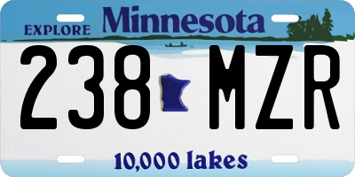MN license plate 238MZR