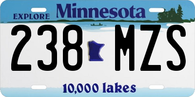 MN license plate 238MZS