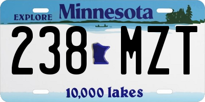 MN license plate 238MZT