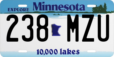 MN license plate 238MZU