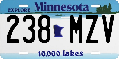 MN license plate 238MZV