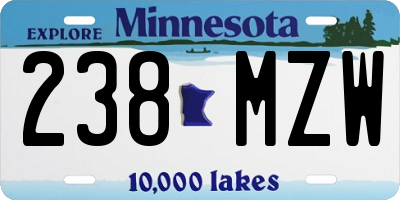 MN license plate 238MZW