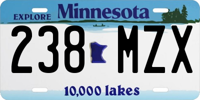 MN license plate 238MZX
