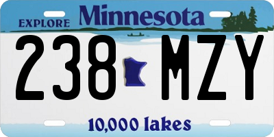 MN license plate 238MZY