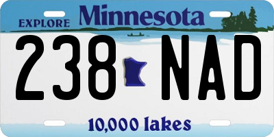 MN license plate 238NAD