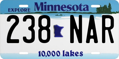 MN license plate 238NAR