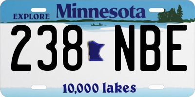 MN license plate 238NBE