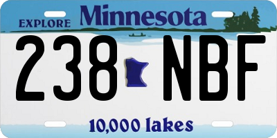 MN license plate 238NBF