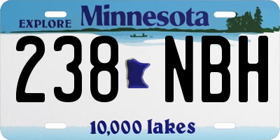 MN license plate 238NBH