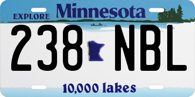 MN license plate 238NBL