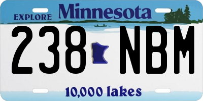 MN license plate 238NBM
