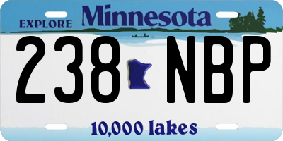 MN license plate 238NBP