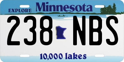 MN license plate 238NBS