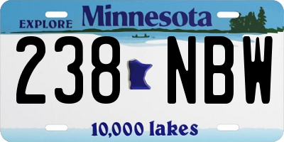 MN license plate 238NBW
