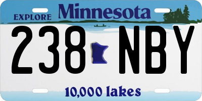 MN license plate 238NBY