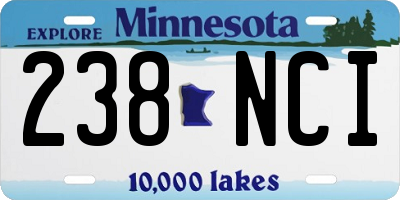 MN license plate 238NCI
