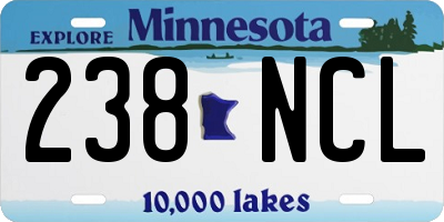 MN license plate 238NCL