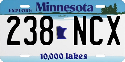 MN license plate 238NCX